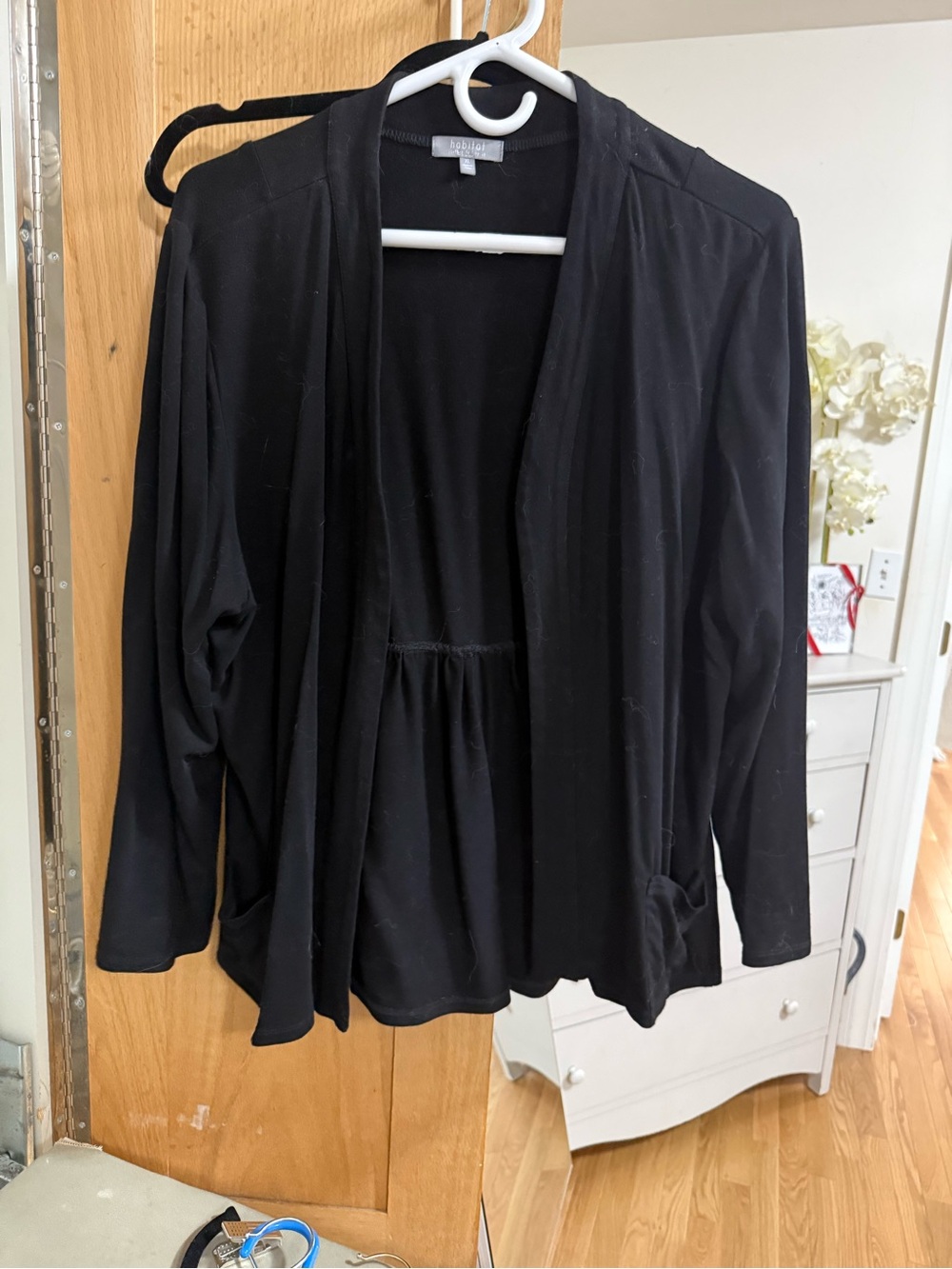 Habitat Black Open-Front Draped Blazer